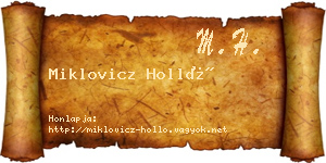 Miklovicz Holló névjegykártya